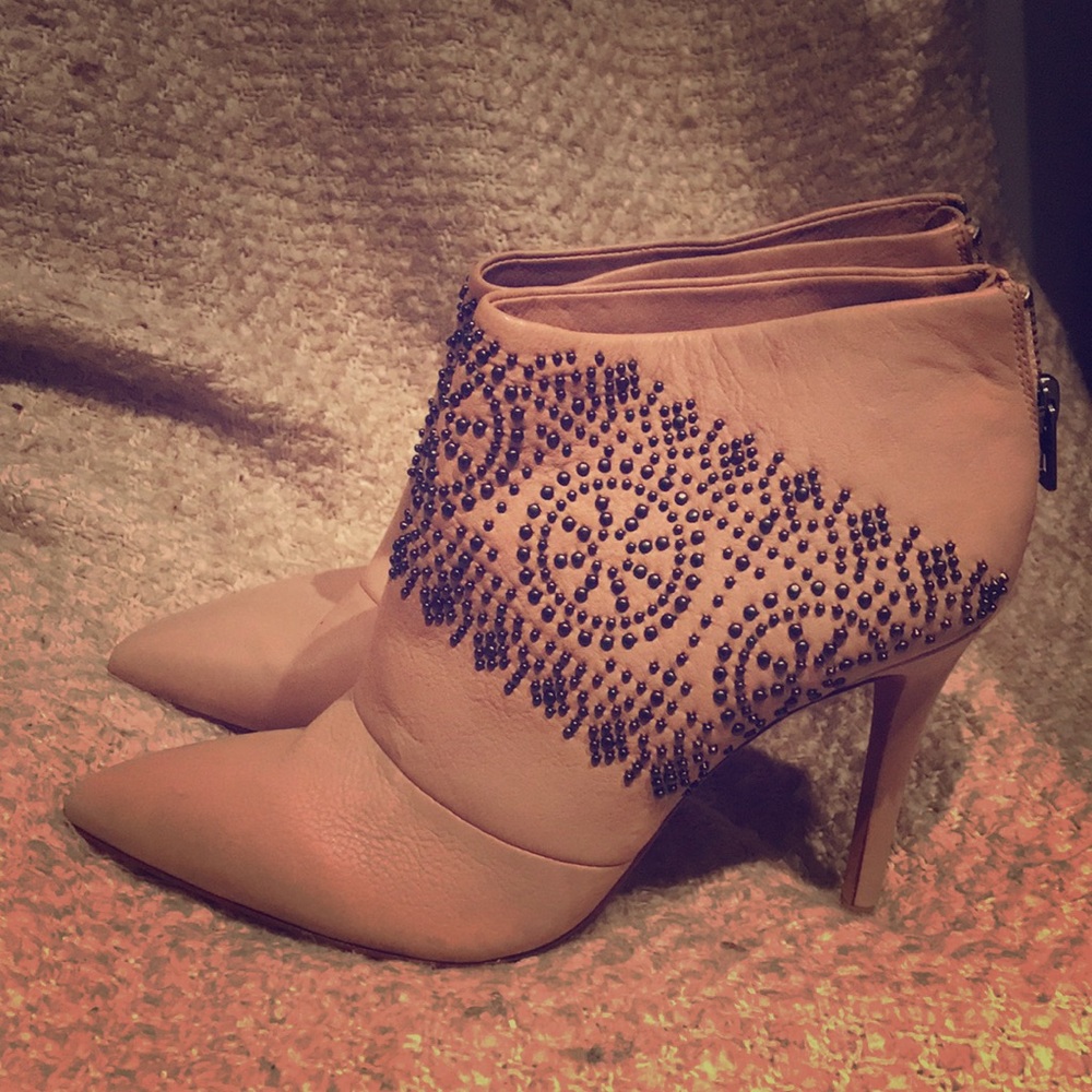 Coach Leather Hamilton Studded Bootie Nude Size 7